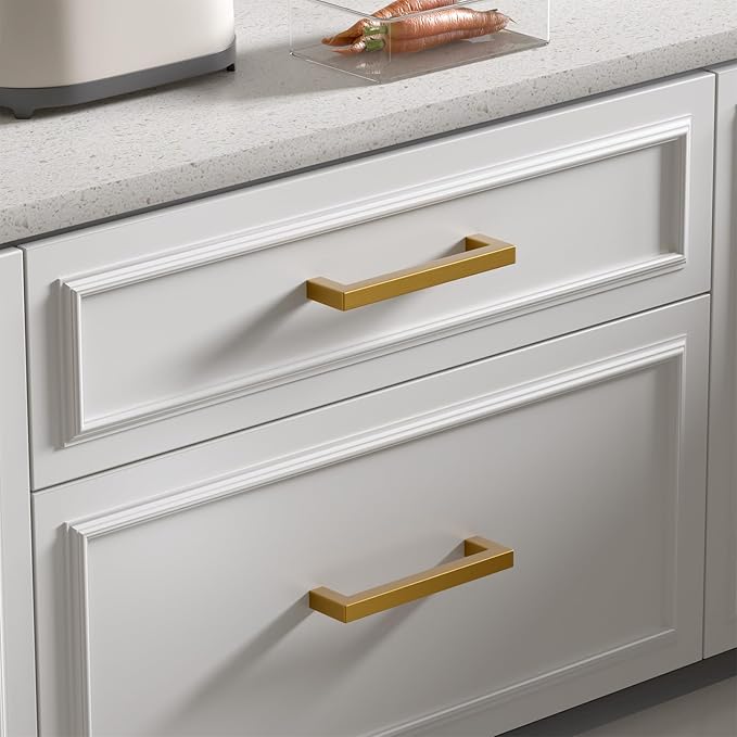 goldenwarm 10 Pack Champagne Bronze Cabinet Pulls Bronze Drawer Pulls 10 Inch Champagne Drawer Handles Brushed Bronze Cabinet Handles Square Kitchen Dresser Hardware for Bedroom Dresser