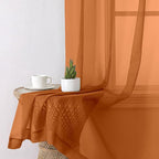 Aiyufeng Orange Sheer Curtains 84 Inches Long 2 Panels Set, Light Filtering Soft Airy Voile Rod Pocket Orange Sheer Window Drapes for Bedroom Living Room, Each 40Wx84L Inches