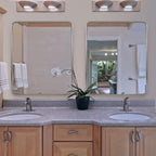 ANDY STAR Brushed Nickel Bathroom Mirror, 30x36’’ Rounded Corner Rectangle Nickel Mirror Bathroom Vanity Mirror Tube Metal Framed, SUS304-Anti-Rust Wall-Mounted Horizontal/Vertical 1’’ Deep