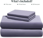 LuxClub Queen Sheet Set, 100% Rayon Derived from Bamboo Cooling Sheets, Breathable & Soft Deep Pocket Up to 16", Hotel Luxury Silky Sheets Queen Size, Light Grey