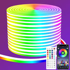50ft RGB LED neon Rope Lights LED neon Lights with Remote Control/APP Control IP65 Waterproof Flexible Neon LED Strip Lights for Bedroom Room Outdoors Décor