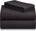LuxClub 4 PC Full Sheet Set, Breathable Luxury Bed Sheets, Deep Pockets Wrinkle Free Cooling Bed Sheets Machine Washable Hotel Bedding Silky Soft - Black Full