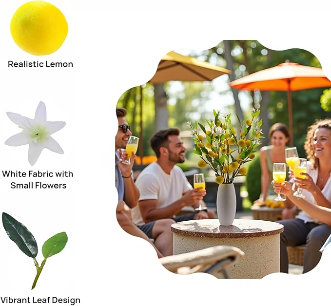 5pcs Artificial Lemon.24 Inch Lifelike artificial plants indoor.lemon tree artificial.artificial fruits for decoration.outdoor artificial plants.Used For Homes.Offices, Festivals.Flowers.And Vases