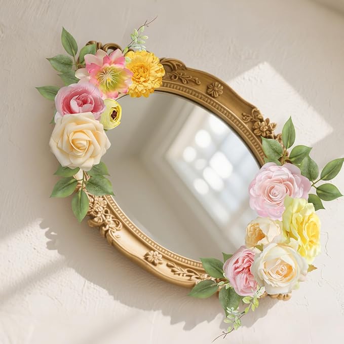 Artificial Flower Assortment for DIY Centerpiece Arrangement Wedding Hand Bouquet Flower Bouquet Centerpiece Arrangement Party Baby Shower Home Decoration (Pink Yellow)