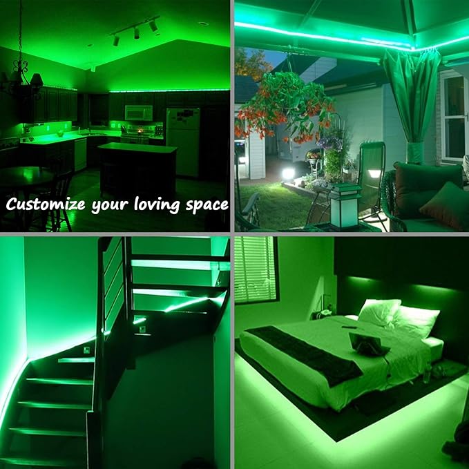 48ft Green LED Rope Lights Outdoor Waterproof - 324 LEDs Christmas Rope Lights, 120V ETL Certified, Connectable to 192ft, w/24 Mounting Clips & Screws - St. Patrick's Garden Decor