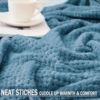 Exclusivo Mezcla Fleece Bed Blanket Twin Size, Super Soft and Warm Blankets for Couch, Sofa and Bed Waffle Textured, Cozy, Fuzzy and Lightweight (Slate Blue, 90x66 Inches)