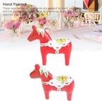 EVGATSAUTO Swedish Wooden Horse Figurine Pair, Hand Painted Nordic Decor, Traditional Red Dala Horse for Home Wedding Gift, Composite Wood Ornament