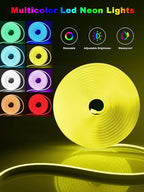 32.8ft LED Neon Rope Lights with App and Remote Control, IP65 Waterproof Neon Strip Lights for Outdoor Indoor, DIY Design Flexible Led Rope Lights for Bedroom, Living, Gaming, Party Decor