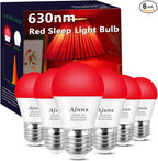 630nm LED Red Sleep Light Bulb Dimmable, Blue Light Blocking Bulb Promoting Melatonin Red Light Bulbs, A15 LED 5W 40W Equivalent Night Light E26 Base 6Pack