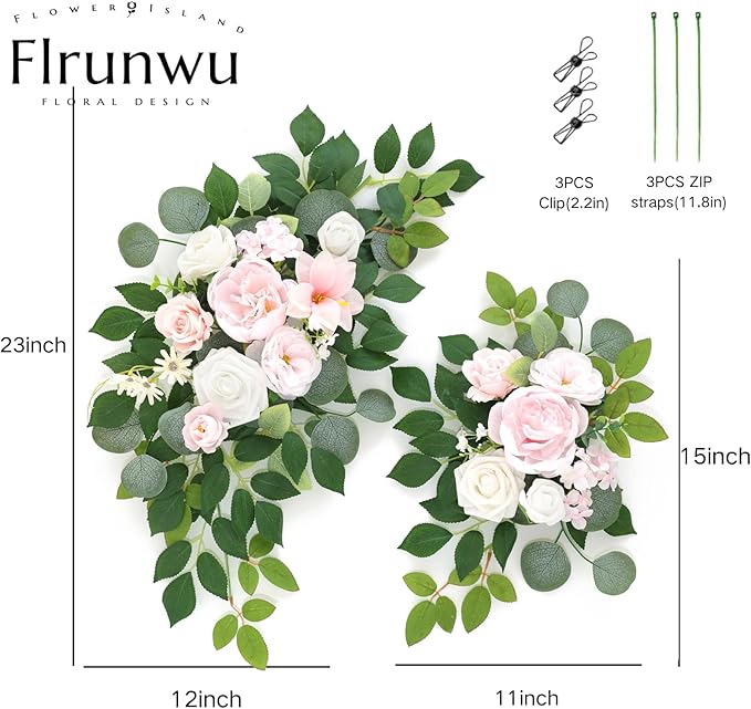 Artificial Flowers Decorations Pack of 2,Centerpieces for Wedding Reception Backdrop Decoration, Floral Decor Wall Home Entryway OutdoorDecorations (Creamy Pink)