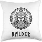 Nordic Vikings Legends Old Norse Mythology Gods Nordic Scandinavian Legends Old Norse Mythology Gods Balder Throw Pillow, 18x18, Multicolor