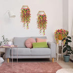 6 Pcs Artificial Hanging Mums Flowers Outdoor, Fake Hanging Flowers Silk Outside Plants for Outdoor Planter Patio Front Door Window Garden Decoration (6, Red, Purple, Rose Red, Yellow)