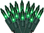 Holiday Pride Green Christmas Tree Lights with Green Wire - 100 Count - 24 Ft -Use for St Patricks Day Lights - Indoor/Outdoor Use - UL Listed - Static/Flashing Modes - Connectable