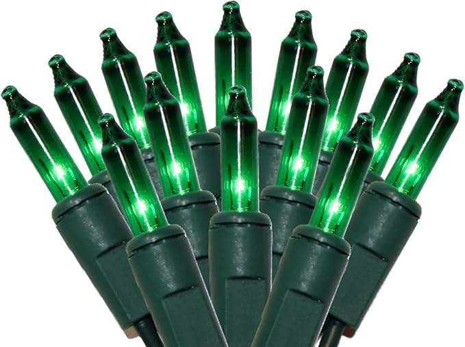 Holiday Pride Green Christmas Tree Lights with Green Wire - 100 Count - 24 Ft -Use for St Patricks Day Lights - Indoor/Outdoor Use - UL Listed - Static/Flashing Modes - Connectable
