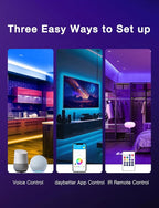 DAYBETTER Smart WiFi Led Strip Lights App Controlled Compatible with Alexa and Google Assistant Timer Schedule RGB Strip Color Changing Décor for Bedroom Party Kitchen 50ft