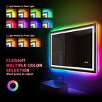 LED Mirror for Bathroom, 30"X36" with 8 RGB Backlit +3 Front Lit (Adjustable Individually), Anti-Fog, Lighted Bathroom Vanity Mirror for Wall, Shatterproof, Memory Function, Tempered Glass
