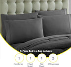Sweet Home Collection 5 Piece Comforter Set Bag Solid Color All Season Soft Down Alternative Blanket & Luxurious Microfiber Bed Sheets, Gray, Twin (Pack of 4)