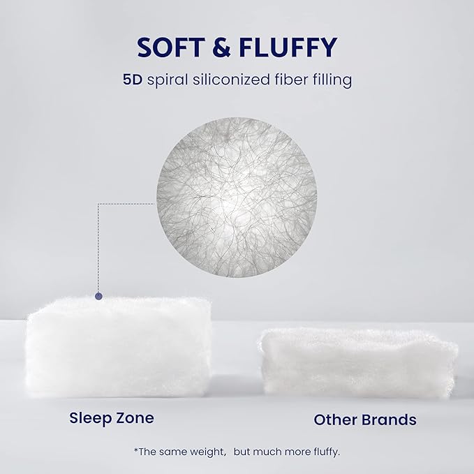 SLEEP ZONE Cooling Mattress Topper Twin XL College Dorm Bedding Quilted Fitted Mattress Pad Cover, Soft Fluffy Down Alternative Pillow Top Bed Topper Deep Pocket 8-21 Inch (Grey, Twin XL)