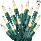 PREXTEX 200 Count Clear Christmas Tree Lights - 40 ft Warm Fairy String Lights with Green Wire - Indoor and Outdoor Mini Light for Christmas, Holiday Decorations, Trees, Fences, Patios and More