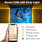 DAYBETTER COB Led Strip Light, Led Light Strips with Remote and App, 16.4 ft 3000K Dimmable Warm White Led COB Light Strip, Indoor COB Led Lights for Bedroom, TV, Mirror, Ceiling, Cabinet, Closet