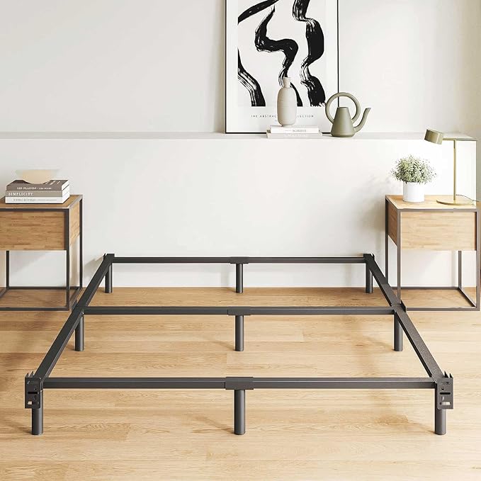 7 Inch Full Metal Bed Frame, Compatible with Most Brand Box Spring Or Mattress, 9-Leg Support Metal Bed Base, Noise-Free, Easy Assembly, Black