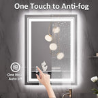 28" x 20" LED Bathroom Mirror with Lights, Front and Backlit Mirror, Anti-Fog Lighted Vanity Mirror, Stepless Dimmable, 3 Colors LED Mirror (Horizontal/Vertical)