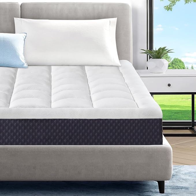 6 Inch Queen Size Mattress in a Box, Breathable Cooling Gel Memory Foam Removable Pillow-Top Mattress, CertiPUR-US Certified, Fiberglass-Free, Medium Firm Support, Ergonomic Design for Pressure Relief