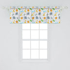 Ambesonne Savannah Window Valance Pack of 2, Friendly Zoo Animals with Happy Faces Cartoon Characters on Stripes Print, Rod Pocket Curtain Valances for Kitchen Bedroom, 54" X 18", Pale Azure Blue