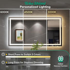 TokeShimi 72x36 LED Mirror for Bathroom with 3-Color Lights,Lighted Vanity Mirror with Lights,Anti-Fog,Stepless Dimmable,HD Tempered Glass,Memory Function,Waterproof,Shatterproof,UL Listed