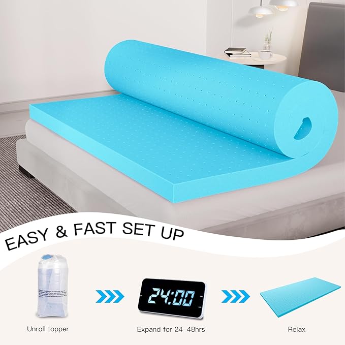 3 Inch Full (54"x75") Memory Foam Mattress Topper, Cooling Gel Infused Mattress Pad, Soft Bed Topper for Pressure Relief Back Pain, Breathable, CertiPUR-US Certified