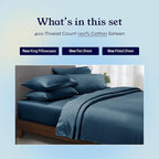 California Design Den 6-Pc King Size Sheet Set with 4 Pillowcases - Soft 400 Thread Count 100% Cotton Sheets, Cooling Sateen Weave, Luxury Deep Pocket Bedsheets Set - Peacock Blue