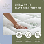 Cooling Mattress Topper - Twin XL Size | Plush Pad Mattress Topper for Back Pain Relief, 8-21" Deep Pocket | Viscose Made from Bamboo Pillow Top | Bedroom Essentials