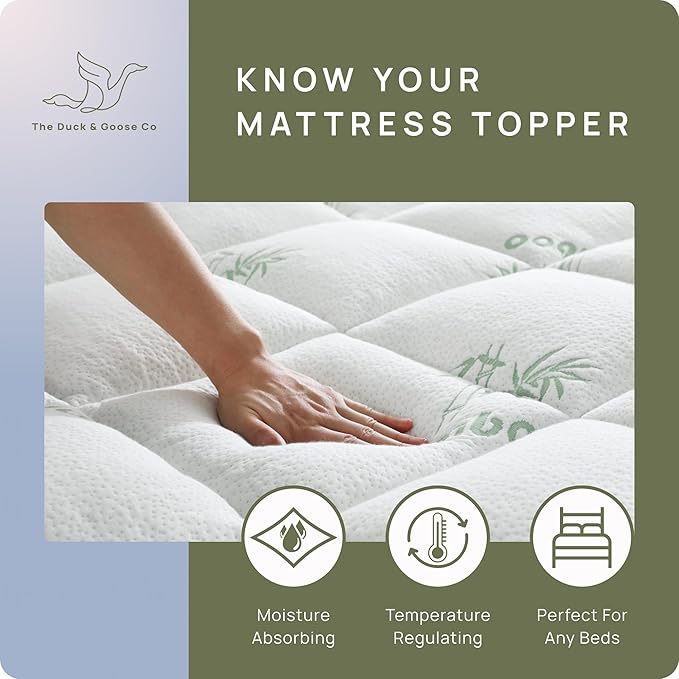 Cooling Mattress Topper - Twin XL Size | Plush Pad Mattress Topper for Back Pain Relief, 8-21" Deep Pocket | Viscose Made from Bamboo Pillow Top | Bedroom Essentials
