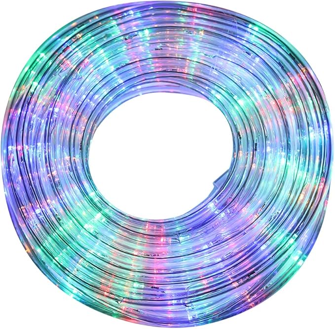 33ft 240 LED Rope Lights, 110V 2 Wire Connectable Waterproof Rope Lights, Indoor Outdoor Multicolor Light Rope for Deck, Patio, Pool, Camping Lighting Decorations (Multi-Colored)