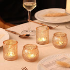40 Pcs Assorted Gold Votive Candle Holders Bulk- Gold Candle Holders Bulk for Thanksgiving Christmas Table Decorations, Glass Tealight Candle Holder for Fall Wedding Table Centerpieces