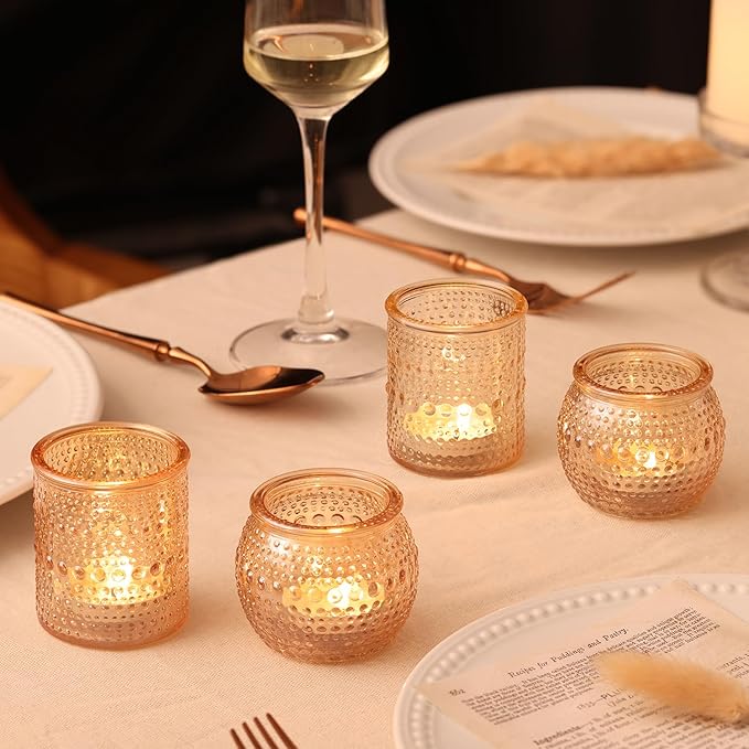 40 Pcs Assorted Gold Votive Candle Holders Bulk- Gold Candle Holders Bulk for Thanksgiving Christmas Table Decorations, Glass Tealight Candle Holder for Fall Wedding Table Centerpieces