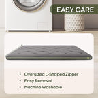 ZonLi Japanese Floor Futon Mattress Full Size 75"x 54", 100% Cotton Cover 2.5'' Thicken Tatami Mattress, Foldable Sleeping Pad, Portable Dormitory Tatami Mat (Grey)