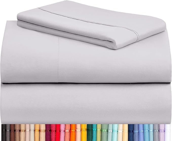 LuxClub 3 PC Sheet Set Bed Sheets Deep Pockets 16" Eco Friendly Wrinkle Free Cooling Machine Washable Hotel Bedding Silky Soft - Dove Gray Twin