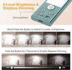 Gritin 10.2inch Under Cabinet Lighting Rechargeable -84 LED Super Bright,3-Color& 5 Level Brightness,4 Modes,Motion Sensor, Long Lasting- Easy Installation Magnetic Closet Lights -2 Pack-Green