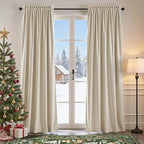 Lazzzy Velvet Blackout Curtains Thermal Insulated Room Window Drapes Super Soft Luxury Curtains for Living Room Bedroom Rod Pocket 2 Panels, Beige, 52" W x 108" L