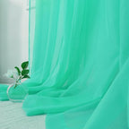 HUTO Window Sheer Turquoise Curtains for Bedroom Rod Pocket Voile Sheer Drapes for Living Room 2 Panels Curtains Each is 52 inches Wide by 63 inches Long