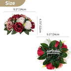 NUPTIO Artificial Flower Centrepieces for Tables - 2 Pcs Burgundy & Dusty Rose & Creamy White Fake Flowers Roses Balls 9.5in Diameter - Silk Faux Rose Arrangement for Wedding Party Table Decor