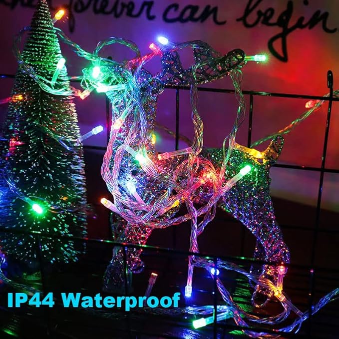 66Ft 200LED Multicolor Christmas Lights Plug in,Connectable Christmas Tree Lights,8 Modes String Lights Indoor Outdoor for Tree Party Bedroom Garden Decor (Clear Wire)