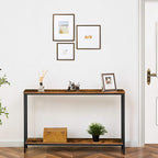 HOOBRO Console Table, 47.2" Narrow Entryway Table, Industrial Sofa Table with Shelf, Entrance Table for Living Room, Hallway, Foyer, Corridor, Office, Metal Frame, Rustic Brown and Black BF20XG01G1