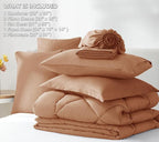 CozyLux Full Size Comforter Sets Pumpkin - 7 Pieces Bed in a Bag Full, Luxury Soft Bed Set for All Seasons, Bedding Set with Down Alternative Comforter, Sheets, Pillowcases & Shams