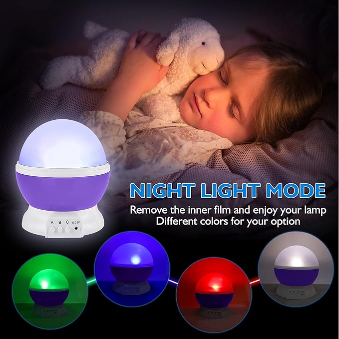 Night Light for Kids, Toys for 3 4 5 6 7 8 Year Old Boys Girls, Star Projector 360 Degree Rotation - 4 LED Bulbs 12 Light Color Changing with USB Cable, Romantic Gifts for Men Women Children