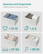 SONGMICS Dresser for Bedroom, Fabric Dresser with 4 Drawers, Metal Frame, Small Chest of Drawers, White and Oak ULTS314W57