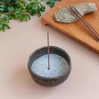 Asayu Japan Incense Burner Kit with Grey Incense Ash (50 g) and Incense Bowl, 100% Zen Made in Japan, Japanese Ceramic Incense Holder with Sand Set for Incense Sticks and Resin
