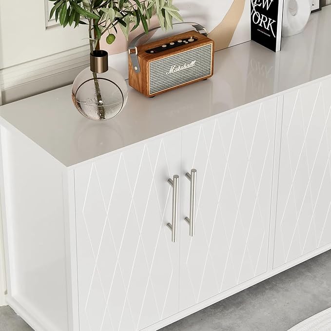 JOY DECOR 10 Pack 7.38 Inch Cabinet Pulls Kitchen Cabinet Handles with 5 Inch Hole Center Brushed Nickel Cabinet Hardware Stainless Steel Kitchen Drawer Pulls for Cabinets Cupboard, 128mm Hole Centers