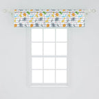 Ambesonne Savannah Window Valance, Friendly Zoo Animals with Happy Faces Cartoon Characters on Stripes Print, Curtain Valance for Kitchen Bedroom Decor with Rod Pocket, 54" X 12", Pale Azure Blue